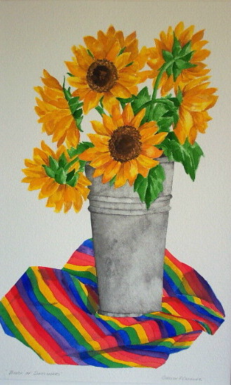 Watercolor 'BUNCH OF SUNFLOWER